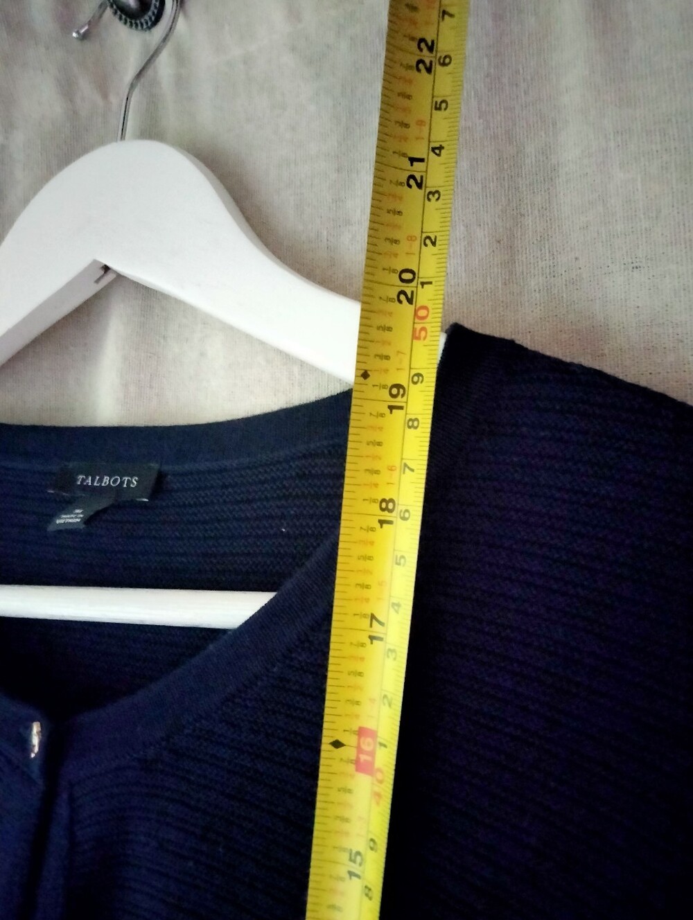 Talbots Dark Navy Ribbed Knit Open-Front Cardigan - Picture 4 of 8
